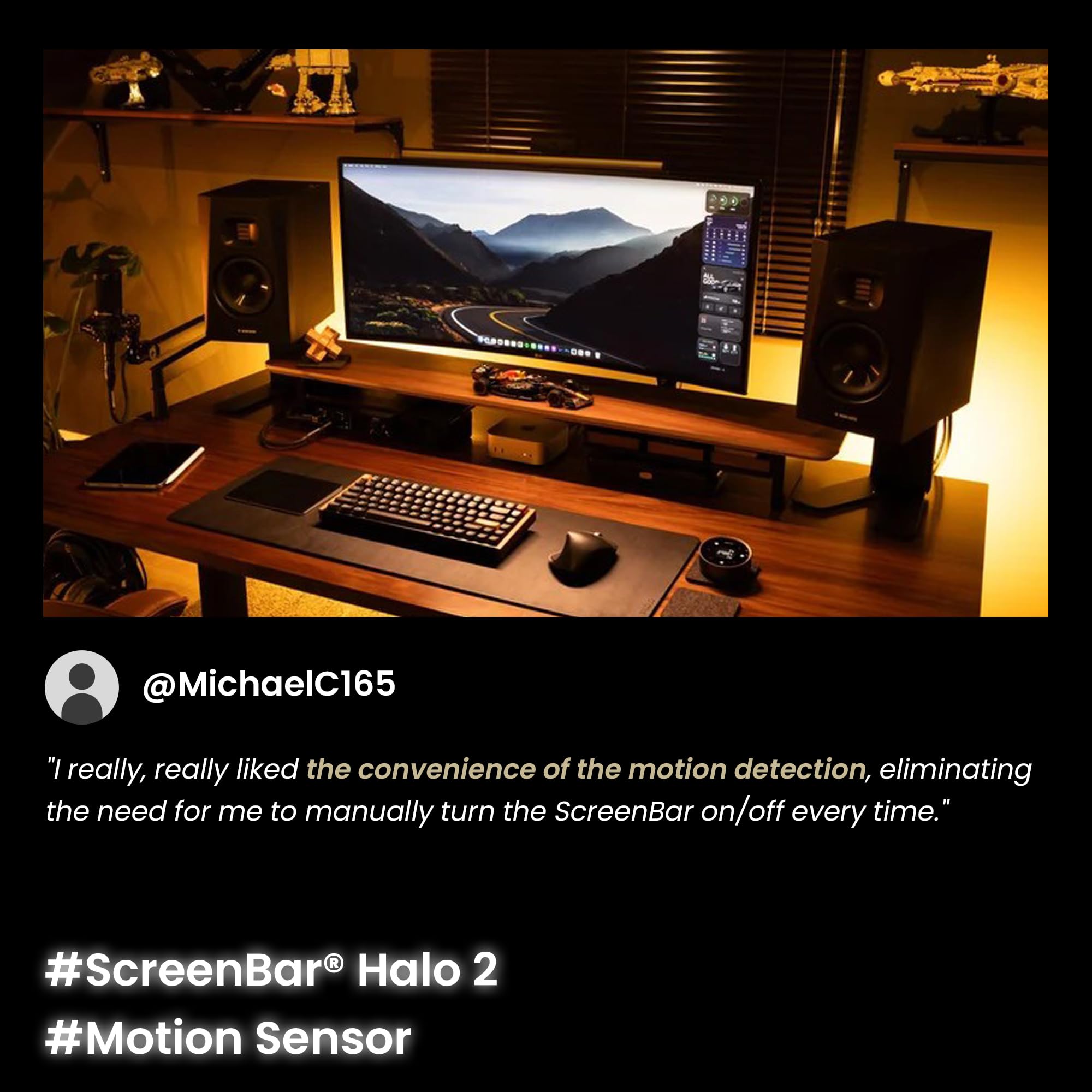 BenQ ScreenBar Halo 2 – LED Monitorlampe mit kabellosem Controller, blendfreiem Licht, einstellbarer Helligkeit & Farbtemperatur, augenschonend, USB-betrieben