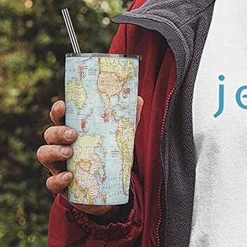 Amazon | 水筒 590ml 世界地図柄 マップ柄 復古風 大容量