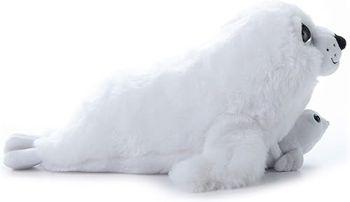 Miniatura 4 de The Petting Zoo Peluche de sello de arpa para mamá y bebé, regalos para niños, animales del océano Pocketz, juguete de peluche de sello de arpa de