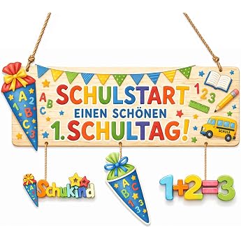 Einschulung Deko Junge 2026 Schulstart Holzschild mit Schult te Motiv