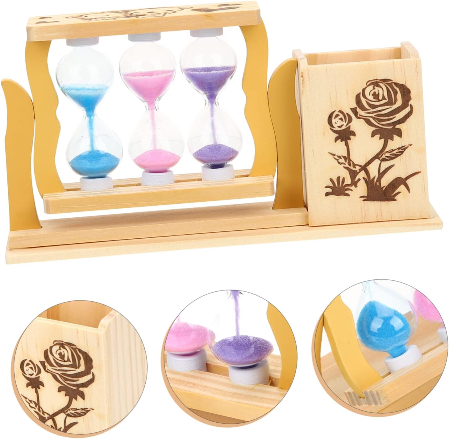 NOLITOY Creative Hourglass Wood Pen Holder for Desk Xmas Decor, Office Gift image 4