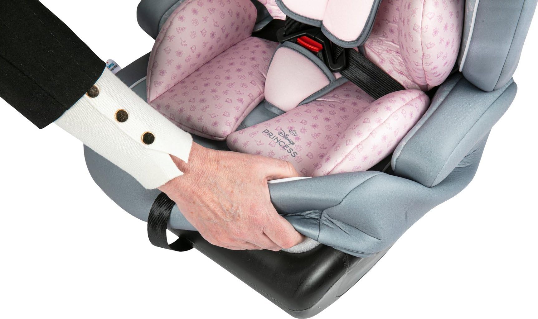 Disney Princesses I-Size R129 Autositz. Kindersitz mit einer Höhe von 76 bis 150 cm. Einstellbare Kopfstütze und Polsterung.