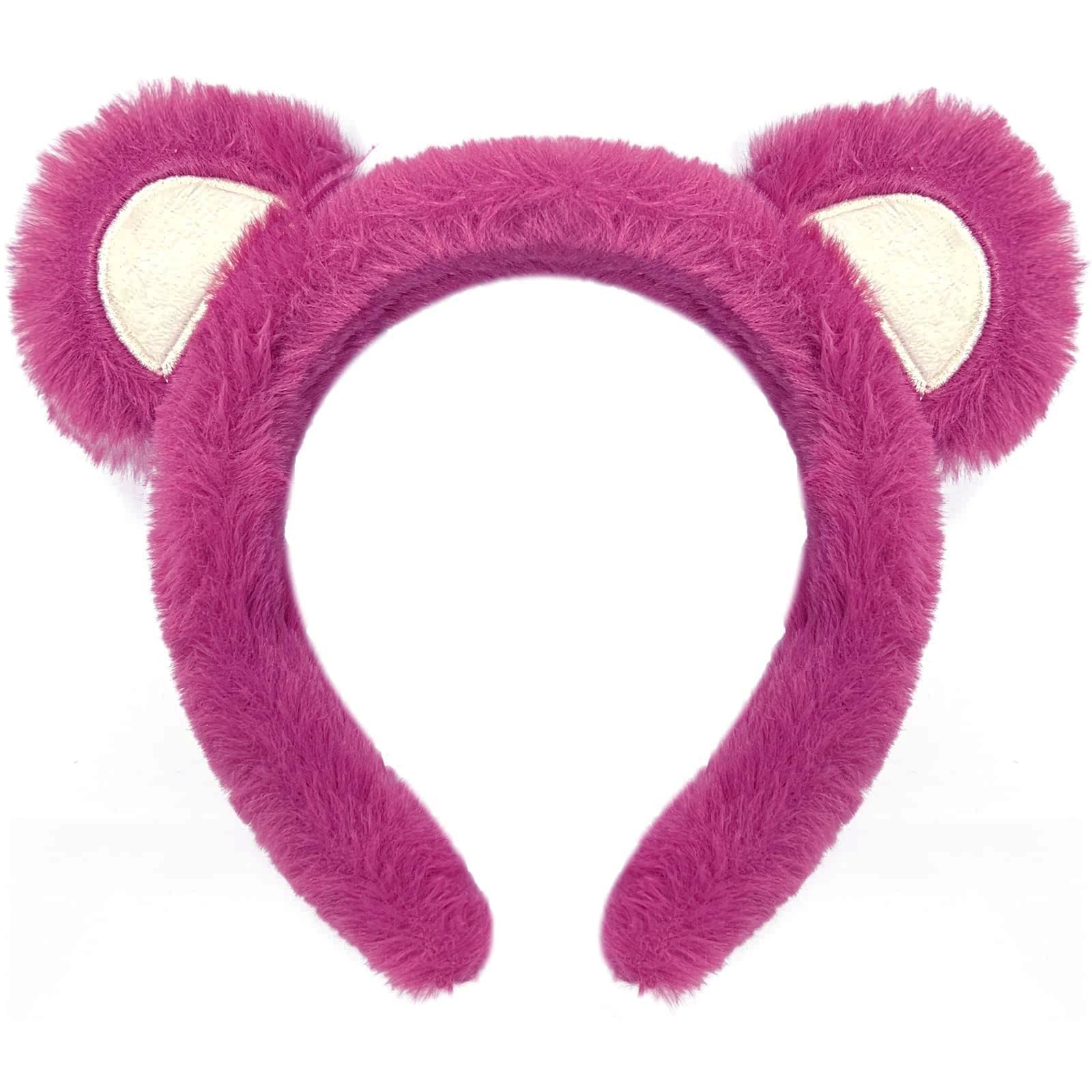 Wittocs Rose Red Bear Ears Headband Plush Bear Ear Headwears for Women Girls Makeup Headband Cute Fashion Fluffy Soft Face Washing Headbands New Year Christmas Valentines Day Hair Hoop