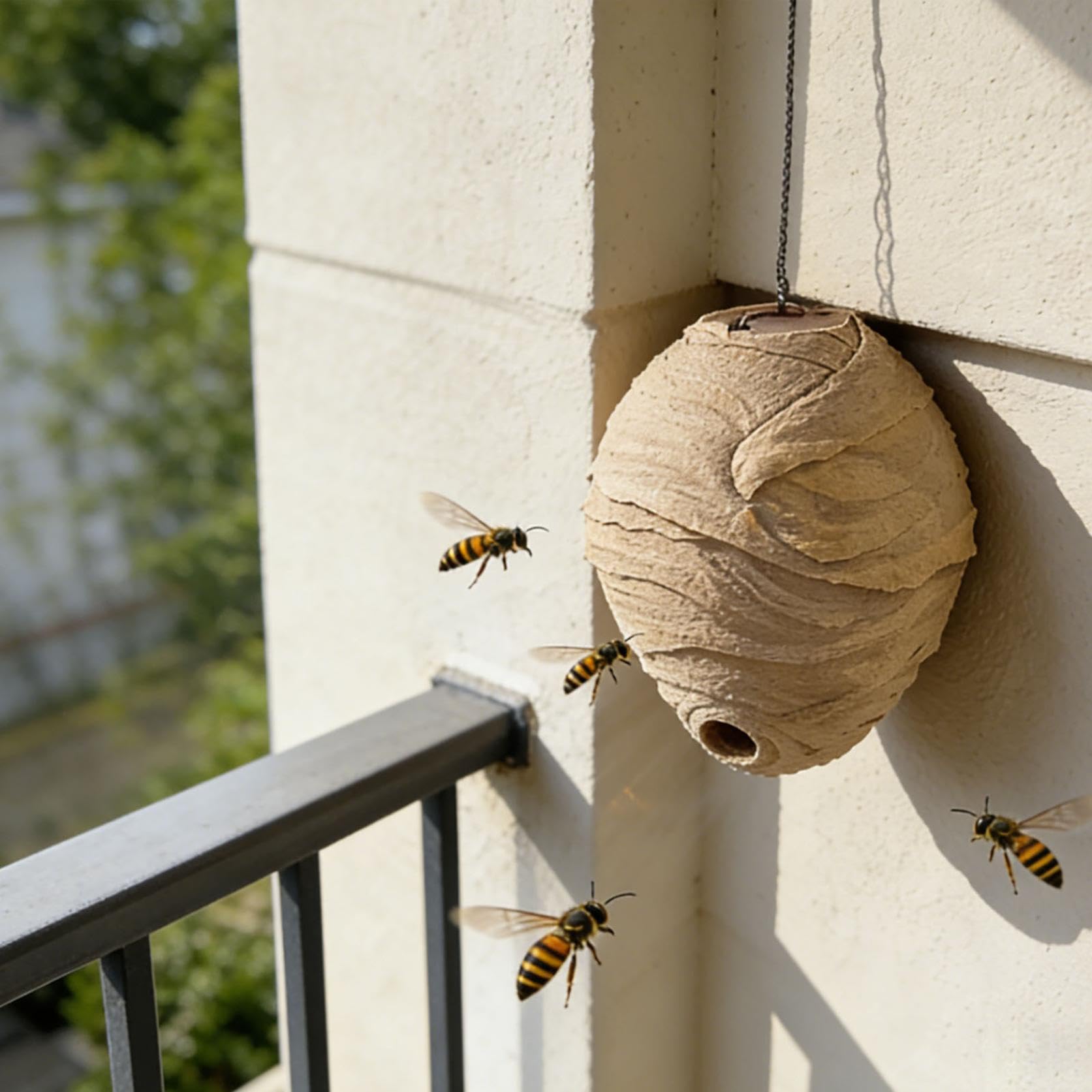 3D Printed Fake Wasp Nest – Realistic Hornet Repellent Deterrent for Outdoor Patio Garden, Hanging Wasp Nest Decoy for Natural Pest Control, Weather-Resistant (1 Pack)