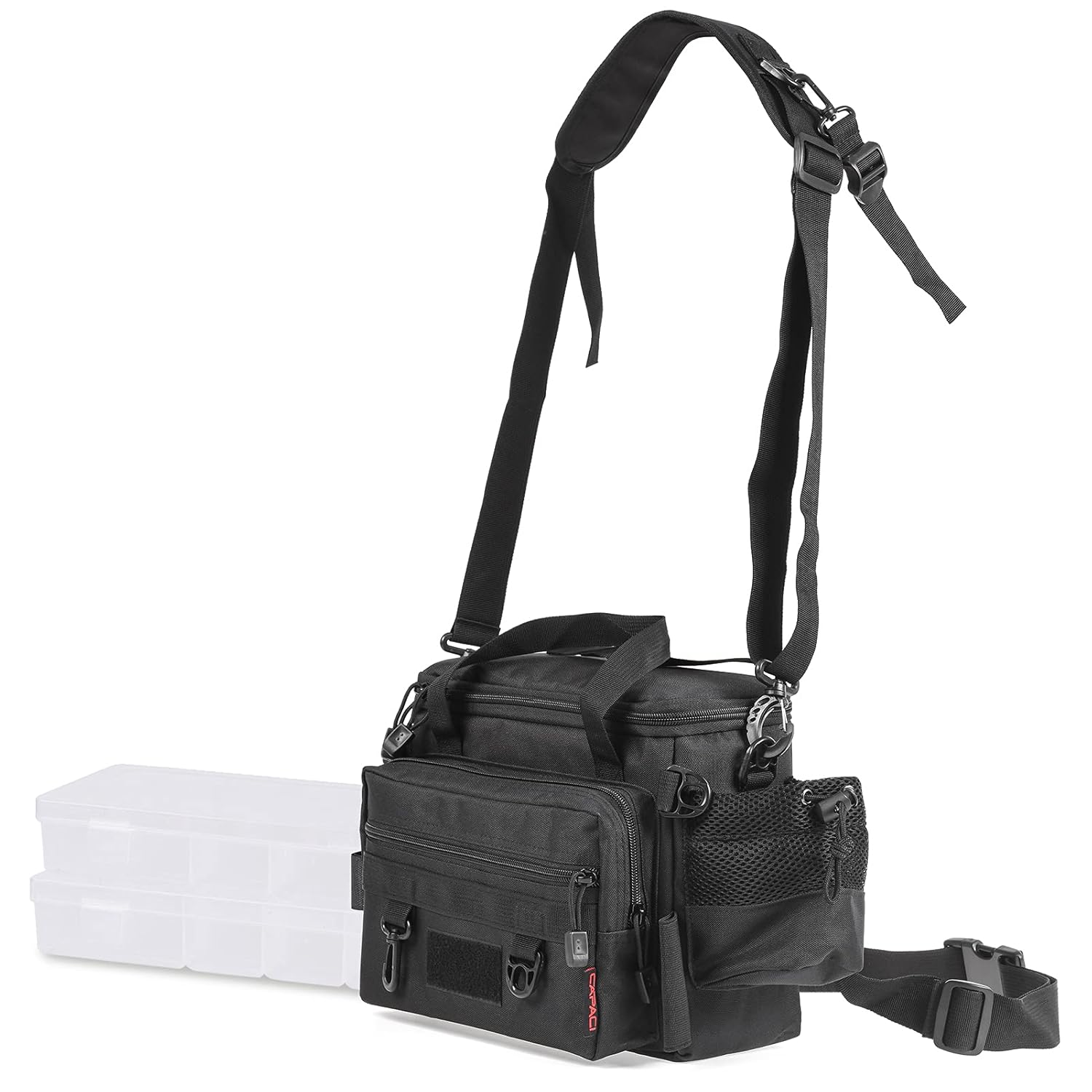 Layfuz Waterproof Fishing Tackle Bag with 2 Tackle Boxes Trays Large ty