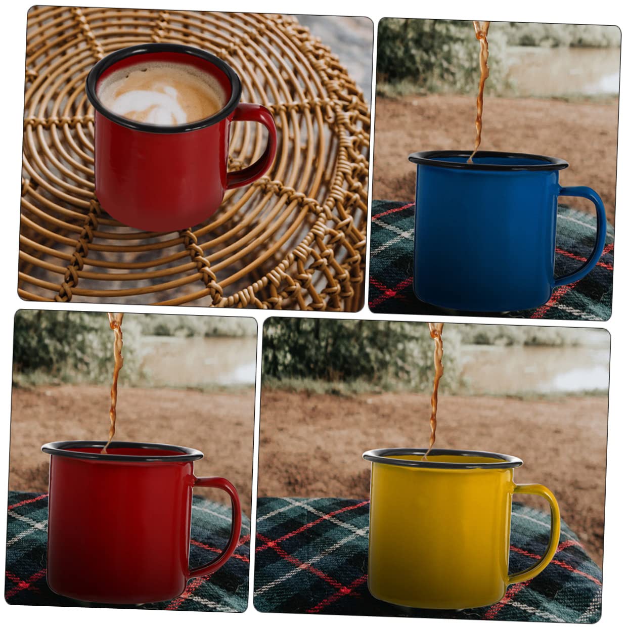 TOPBATHY 6 Piezas Taza de esmalte vaso de cafe vaso de esmalte taza de café Tazas de cafe tazas de café con tapas almacenamiento de jugo tazas vajilla de antiguo Chino
