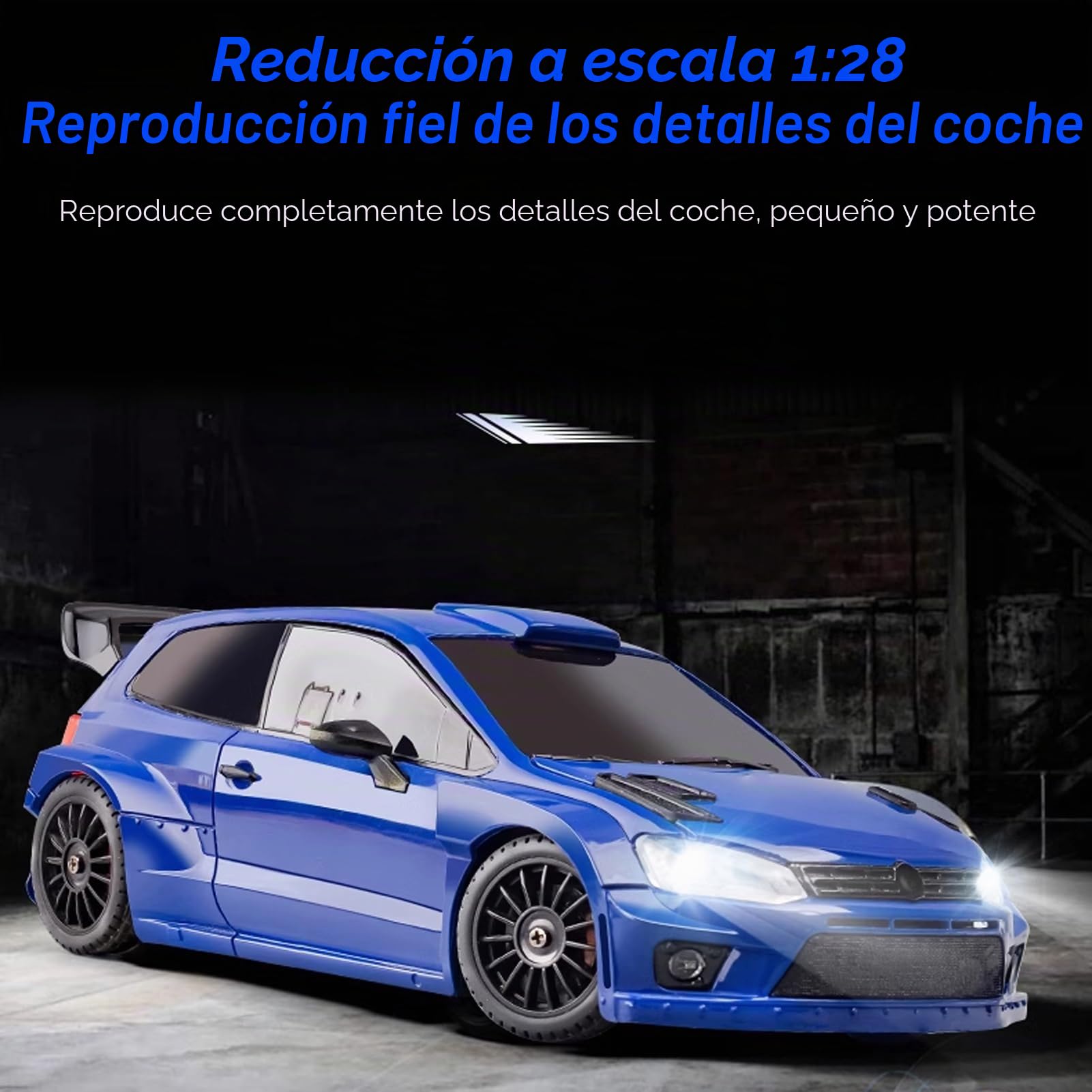 Coche teledirigido 1/28 2,4 GHz RC Car 4WD con luces LED Drift regalo de cumpleaños para niños