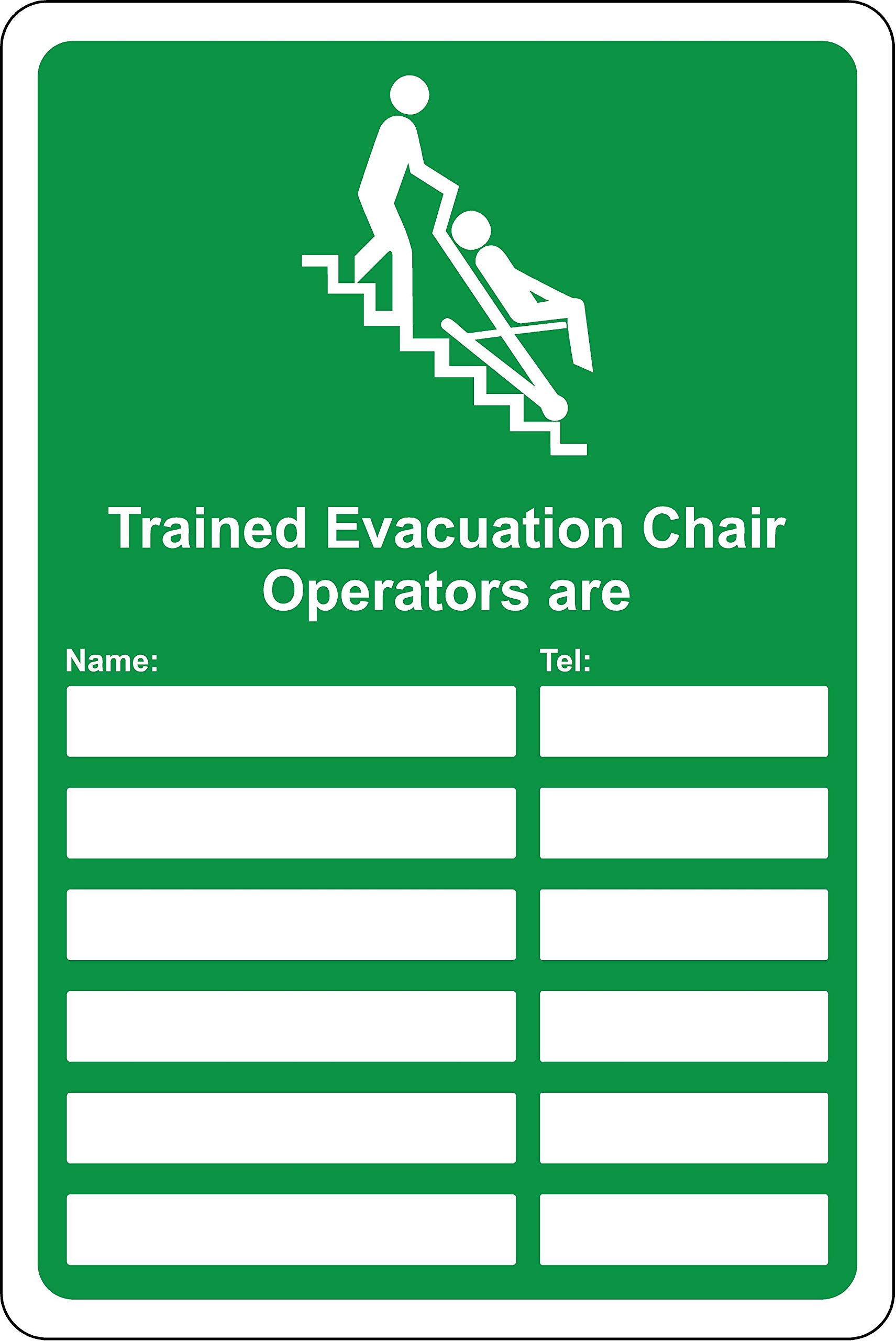 Kpcm Display Ltd Trained Evacuation Chair Operators Are Emergency Safety Sign - Self Adhesive Sticker 200Mm X 150Mm
