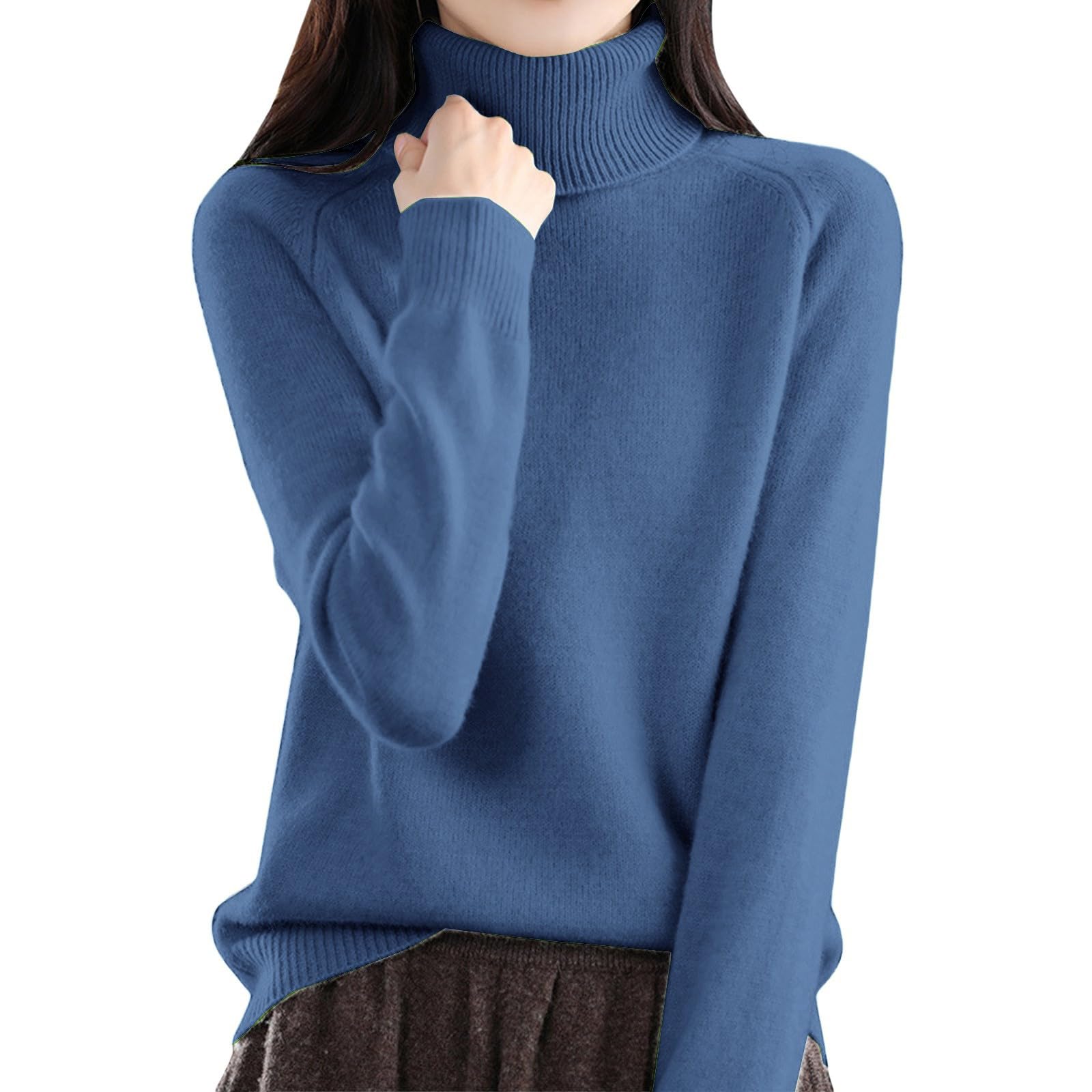 Womens Turtleneck Sweater Trendy Long Sleeve Warm Sweater 2025 Fall Winter Fashion Clothes Basic Knit Pullover Tops