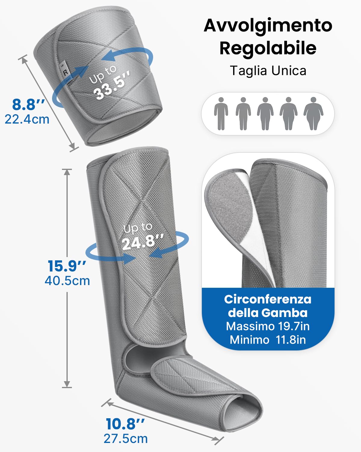 RENPHO Massaggiatore Gambe a Compressione d’Aria per il Massaggio e Il Rilassamento dei Piedi Polpacci e Cosce con Telecomando 6 Modalità 4 Intensità, Aiuta ad Alleviare Gonfiore e Dolori da Edema