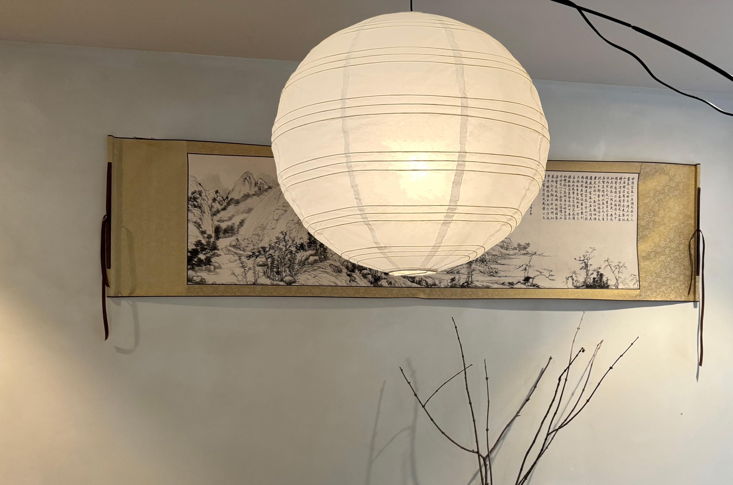 Hytsoeee(19.69Inch) Paper Lamp Shade,White Spherical Large Paper Lantern,Handmade Lantern Pendant Light Shade for Home Indoor Ceiling Light Decor,Such as Living Room, Bedroom