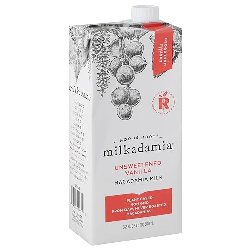 Milkadamia Vainilla sin azĂşcar con leche de macadamia 32 onzas lĂquidas Milkadamia Vainilla sin azĂşcar con leche de macadamia 32 onzas lĂquidas