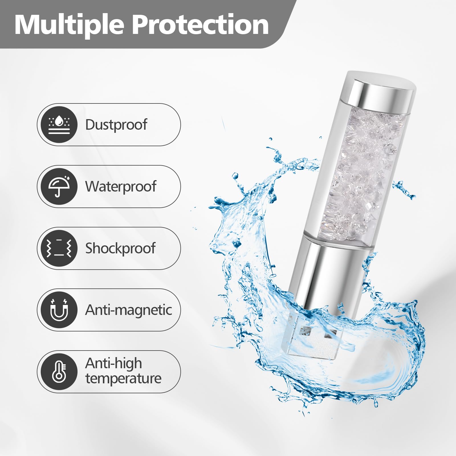 USB 2.0 Flash Drive,Loving Crystal USB Memory Stick,Jewelry Thumb Drive for Photos, Music, Files Storage (White, 16, GB) — view 4