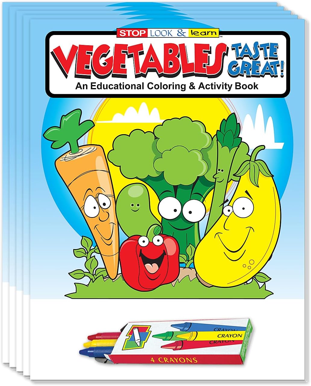 ZOCO – Vegetables Taste Great! Coloring Books (25 Bulk Pack, With Crayons) – Healthy Eating for Kids, Nutrition Activities, Puzzles, Games, Preschool, School, Health Programs