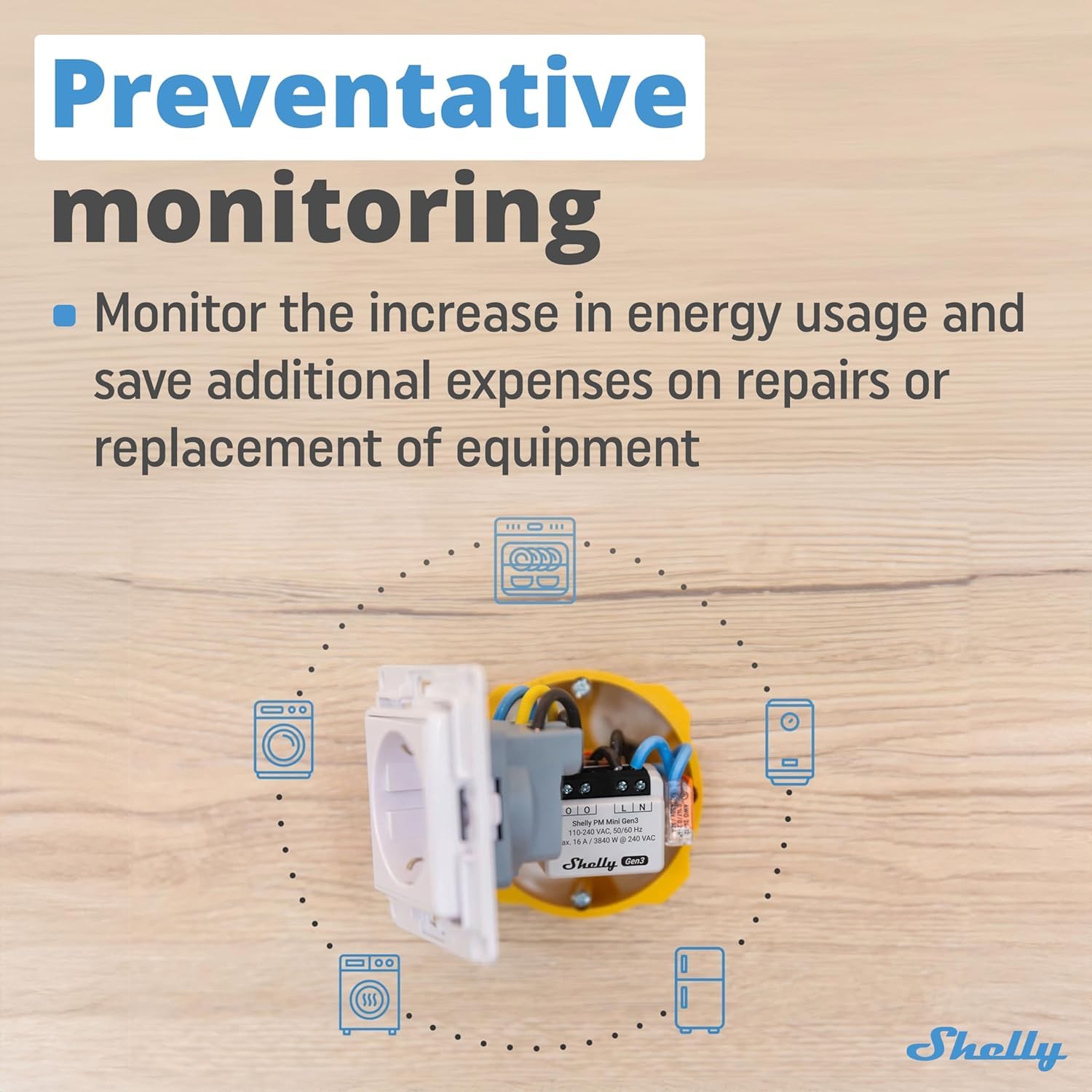 Shelly PM Mini Gen 3 | 4er Pack | Wlan & Bluetooth Smart Power Meter 1 Kanal 16 A | Hausautomation | Kompatibel mit Alexa und Google Home | iOS-Android-App | Kein Hub erforderlich