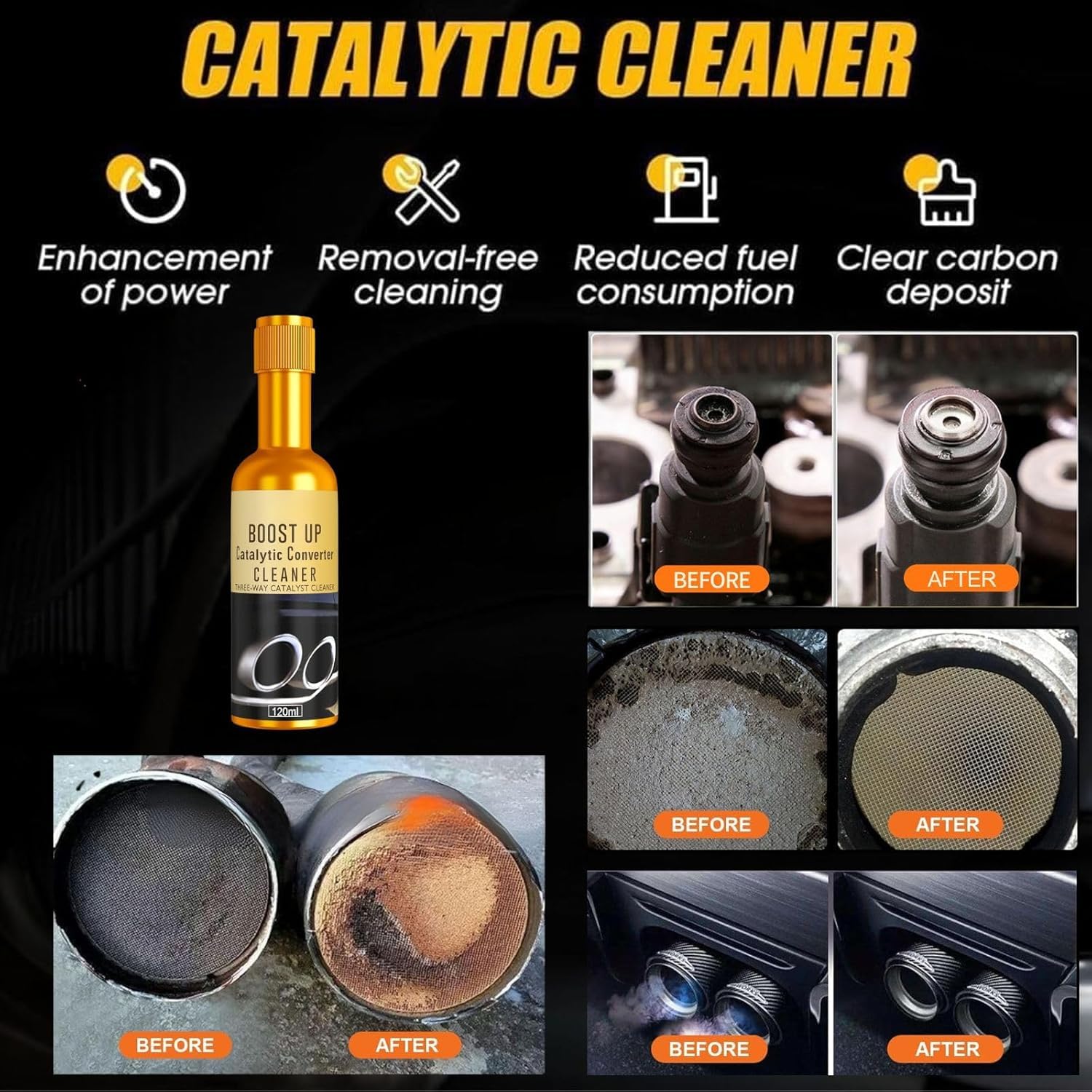2Pcs Catalytic Converter Cleaner,Catalytic Converter Cleaner Kit,Exhaust System Pipe Carbon Removal Cleaner Treatment Additive Oil,Fuel System Treatment Oil Additive - 4