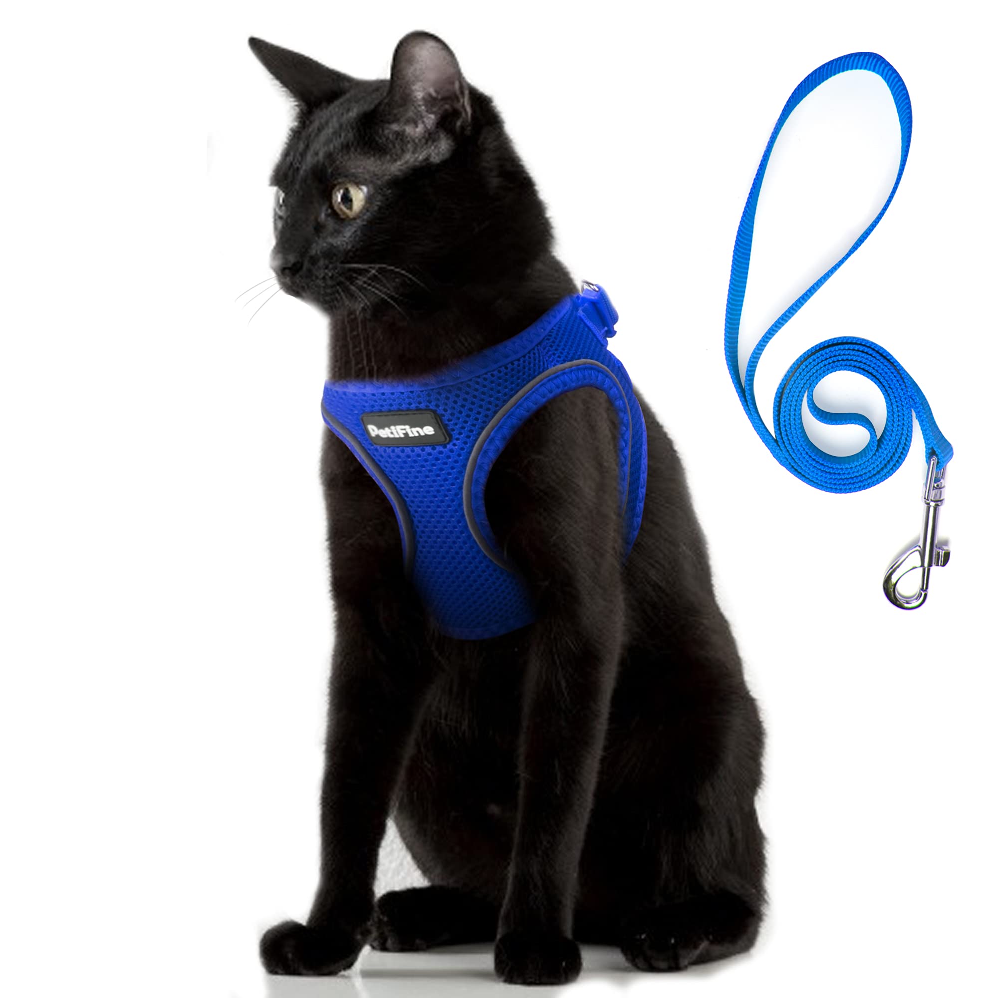 PetiFine Cat Harness and Leash Set,Escape Proof Kitten Harness Reflective,Soft Lightweight Puppy Harness for Walking and Travelling(XXS, Baby Blue)