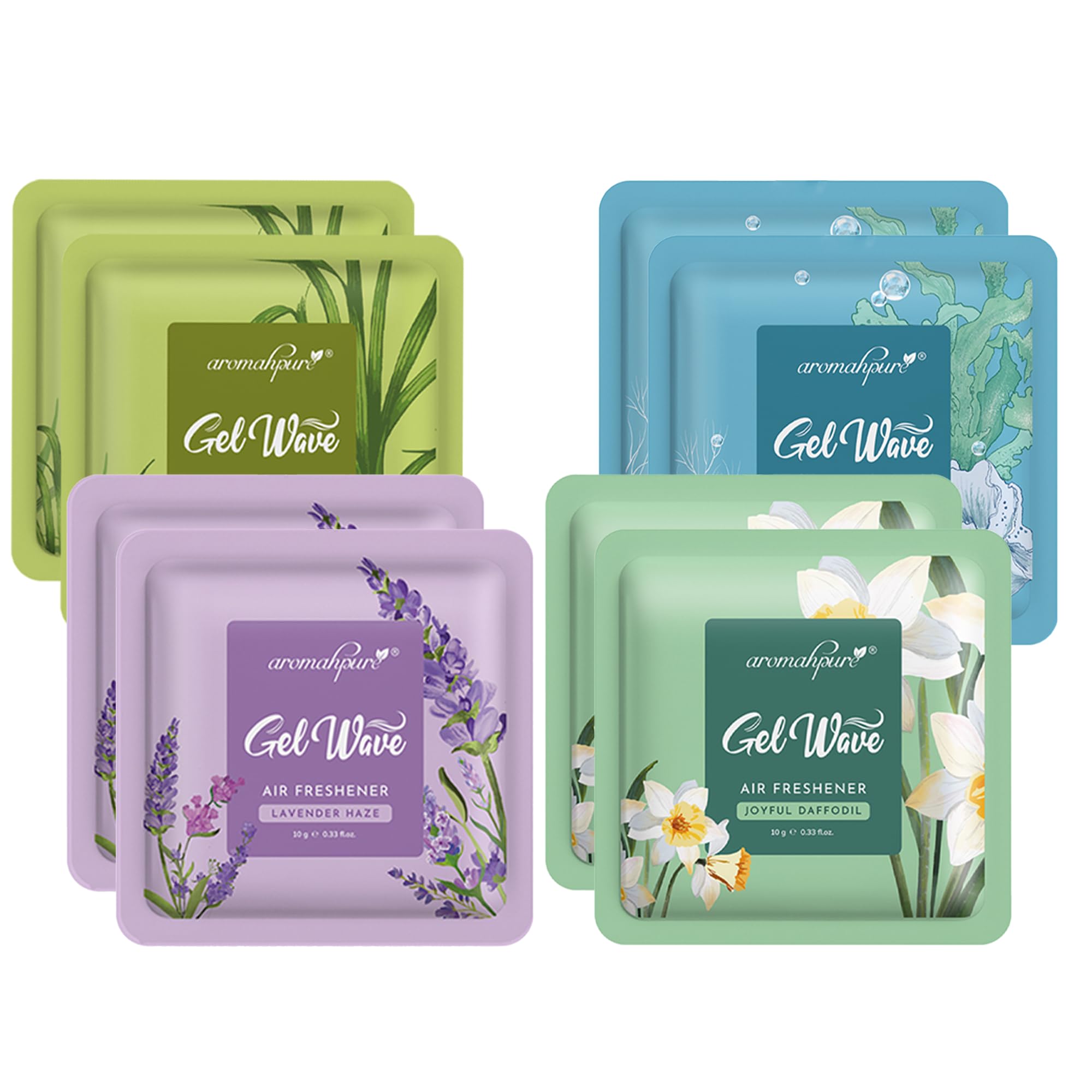 Aromahpure Gel Wave Bathroom Freshener | Assorted 80g (10g each) | Set of 8 Gel-Based hanging Pocket freshener I Lasts Up to 30 Days-image-40