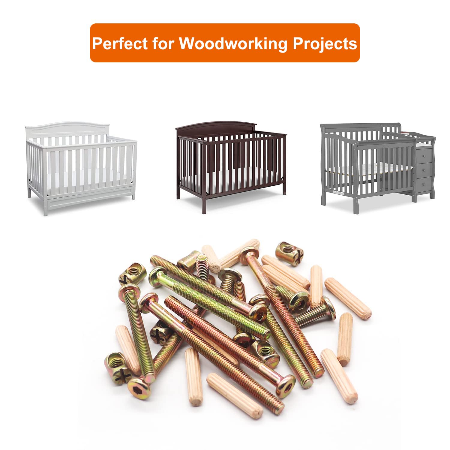 Bolts And Nuts Kit 30 Set Crib Screws Hardware Replacement Kit