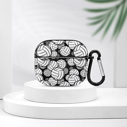 Miniatura 7 de Funda a prueba de golpes compatible con Airpods 3, funda de carga inalámbrica para pelota de voleibol en blanco y negro, funda protectora completa