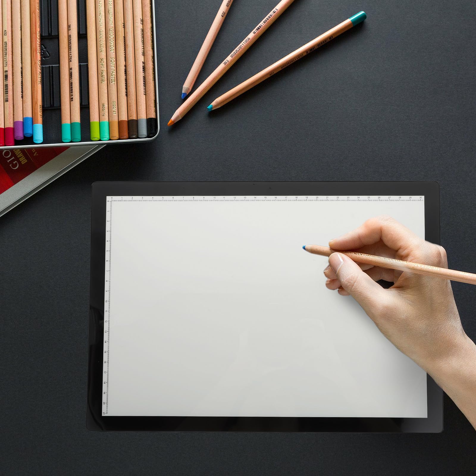 POPETPOP Tavola da Disegno A4 Magnetica Portatile per Schizzi e Tracciatura Batteria 2500mah Leggera in Abs per Disegno Animazione e Calligrafia