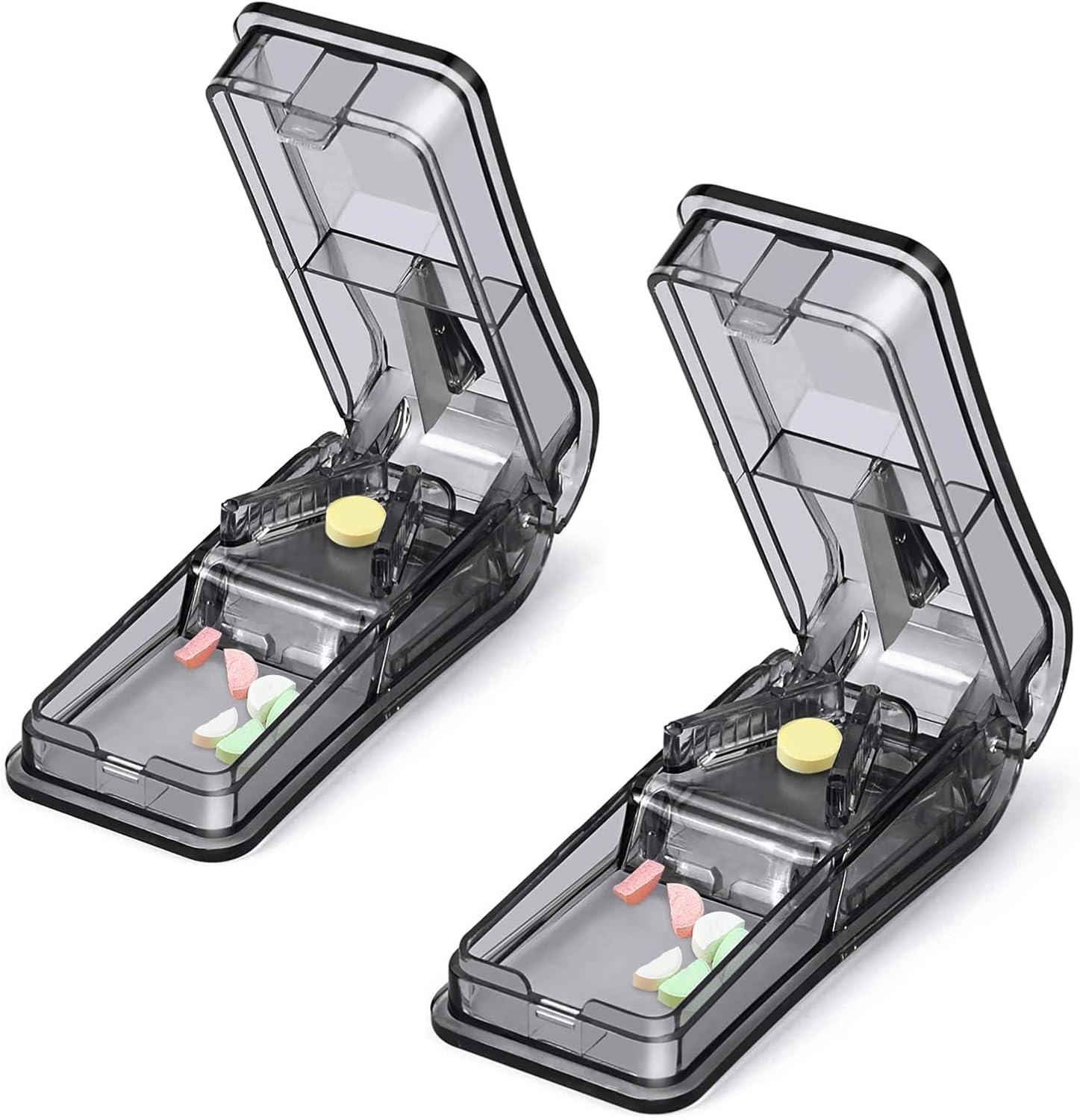 2 pcs Pill Cutter, Portable 2in1Pill Splitter with Blade and Storage