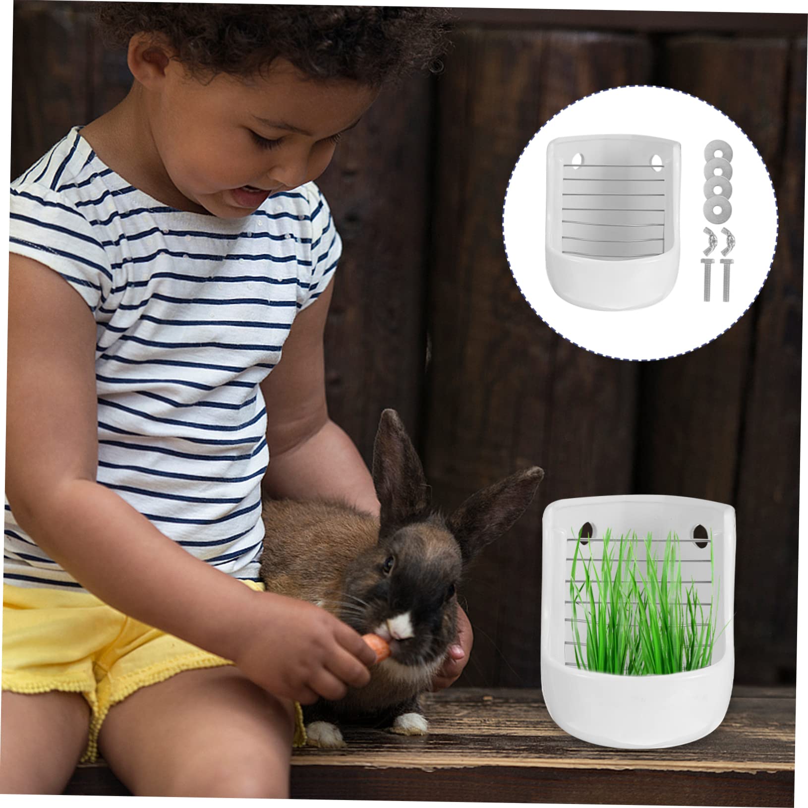 Mangiatoia per Cibo e per Piccoli Animali in Ceramica Facile da Fissare alla Gabbia in Ferro e Altezza Regolabile per Conigli Porcellini Altri Piccoli Animali Domestici