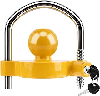 METOWARE Trailer Coupler Lock Universal Adjustable Heavy-Duty Steel Trailer Hitch Lock, Anti Theft Trailer Ball Lock Towing Lock for Towing Trailer Security Fits 1-7/8