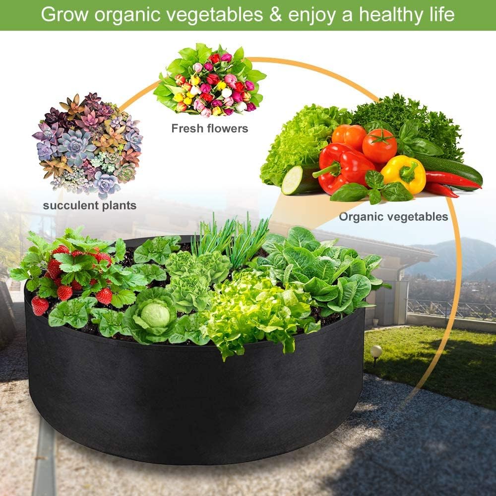 100 Gallon Large Grow Bag, Heavy Duty Fabric Round Raised Garden Bed Planter Pots for Planting Herb Flower Vegetable Potato Plants (50" D x 12" H, Black)