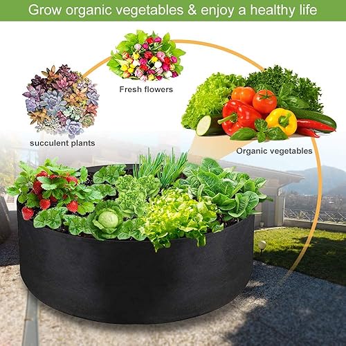 Miniatura 8 de Bolsa de cultivo grande de 100 galones, macetas redondas elevadas de tela resistente, macetas para plantar hierbas, flores, vegetales y papas (50