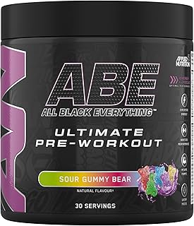 Applied Nutrition ABE Pre Workout - All Black Everything Pre Workout Powder, Energy & Physical Performance with Citrulline, Creatine, Beta Alanine (375g - 30 Servings) (Sour Gummy Bear)