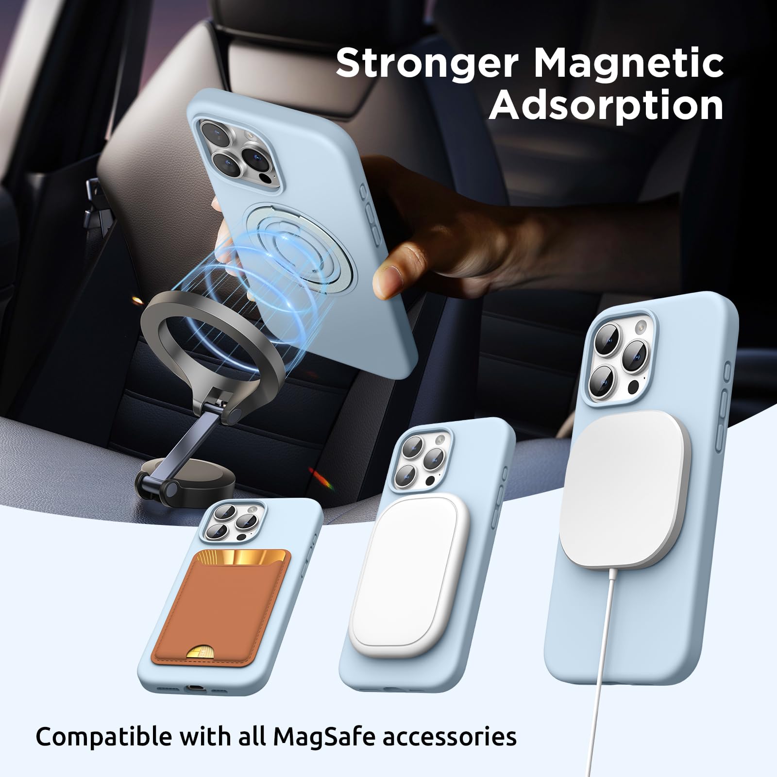 iPhone 16 Case - Heavy Duty Phone Case - Supporto ad anello girevole, supporto magnetico, supporto Magsafe e ricarica wireless - ANGELO