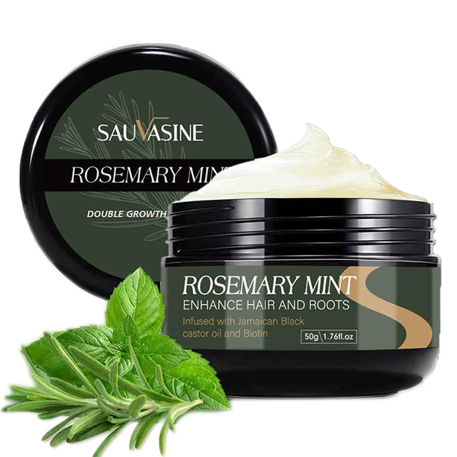 Rosemary Mint Hair and Strong Roots Butter, Rosemary Hair Cream, Sleeking And Taming Hair Strengthen and Nourish Hair Follicles, for Dry Scalp, Split Ends & All Hair Types, 50g
