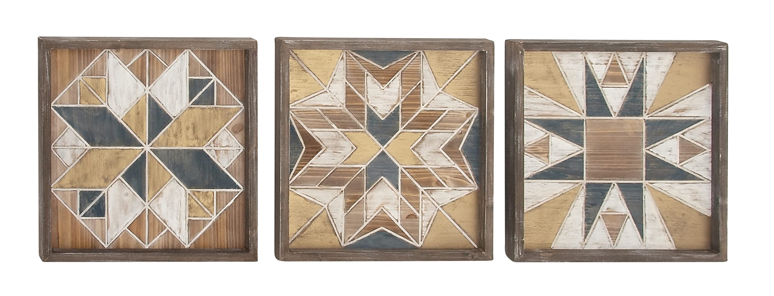 Deco 79 Wood Geometric Southwestern Wall Decor, Set of 3 15"W, 15"H ...