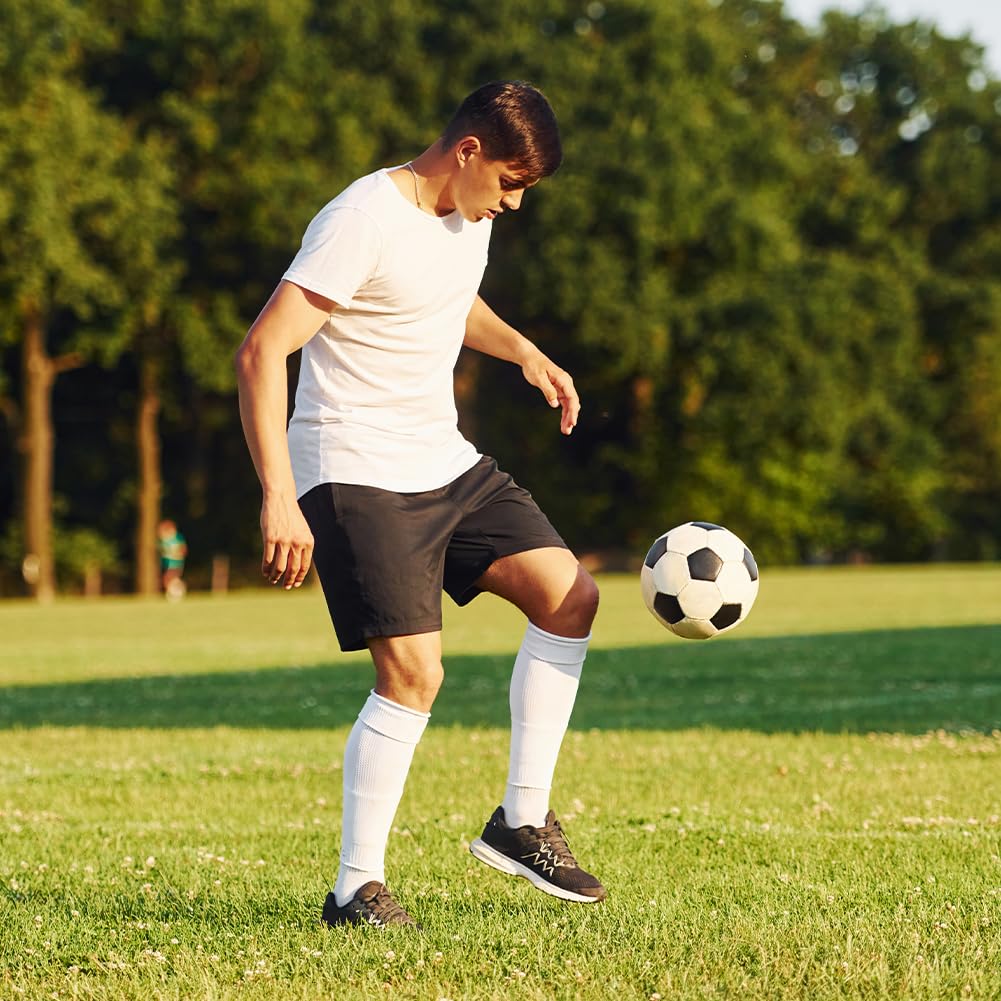 4 pares de mangas de pierna para fútbol, espinilleras acompañan calcetines de agarre, jóvenes y adultos
