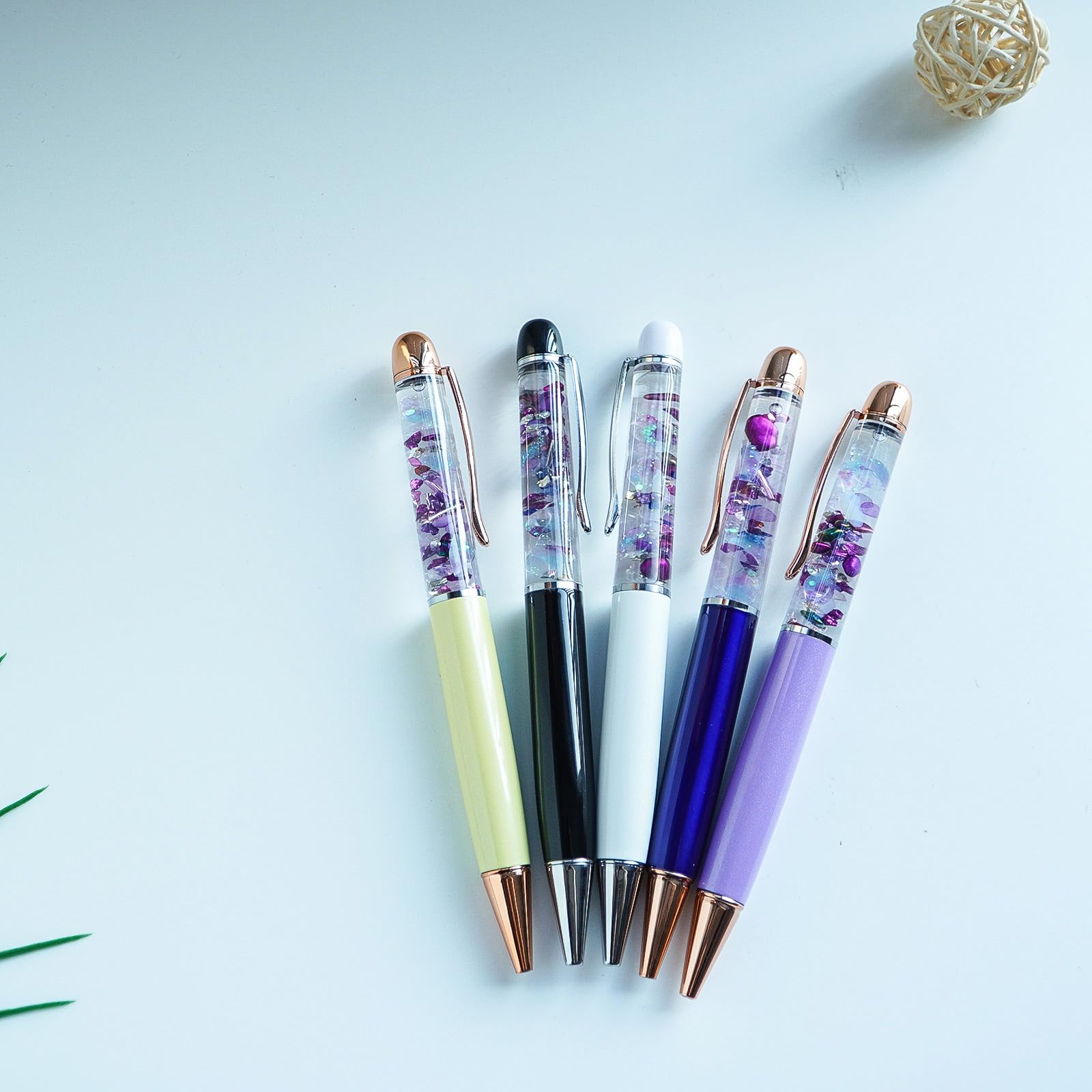Sikyby Sea Shell Glow In The Dark Cute 3D Floater Liquid Writing Journaling Office Pen Unique Gifts Set of 5 Pens - Image 3