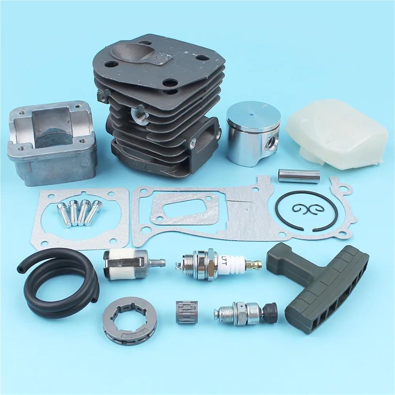 Kit De Juntas De Cárter De Motor De Pistón De Cilindro De 44 Mm para Motosierra para Jonsered CS 2141, 2145, 2149, 2150 Y 2152, con Revestimiento Nikasil. Más Piezas De Reparación.