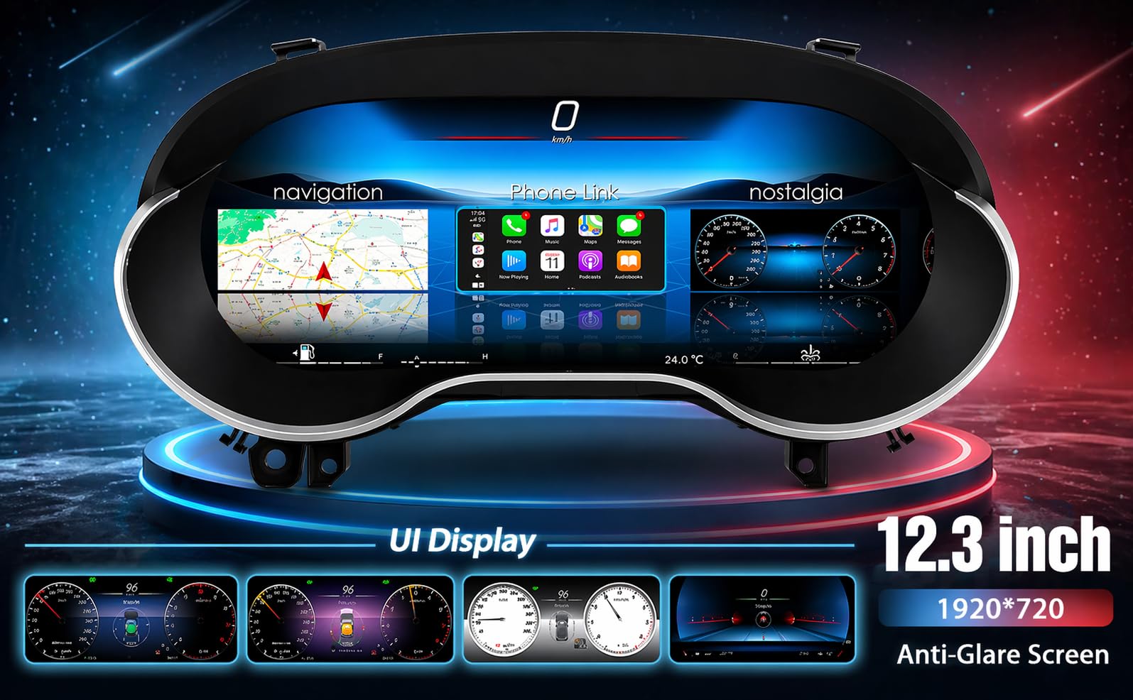 VIBEX Quadro Strumenti Tachimetro Digitale 12.3" per Mercedes Classe A W176 CLA C117 GLA X156 2013-2019 Apple CarPlay Android Auto Wireless Navigazione Plug & Play Installazione OEM