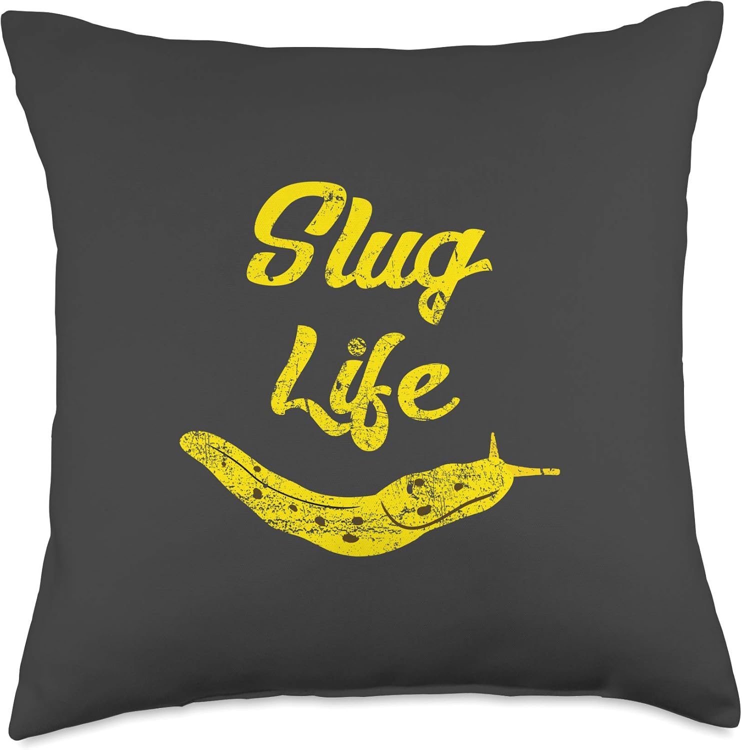 Slug Life Yellow Banana Slug Distressed Throw Pillow