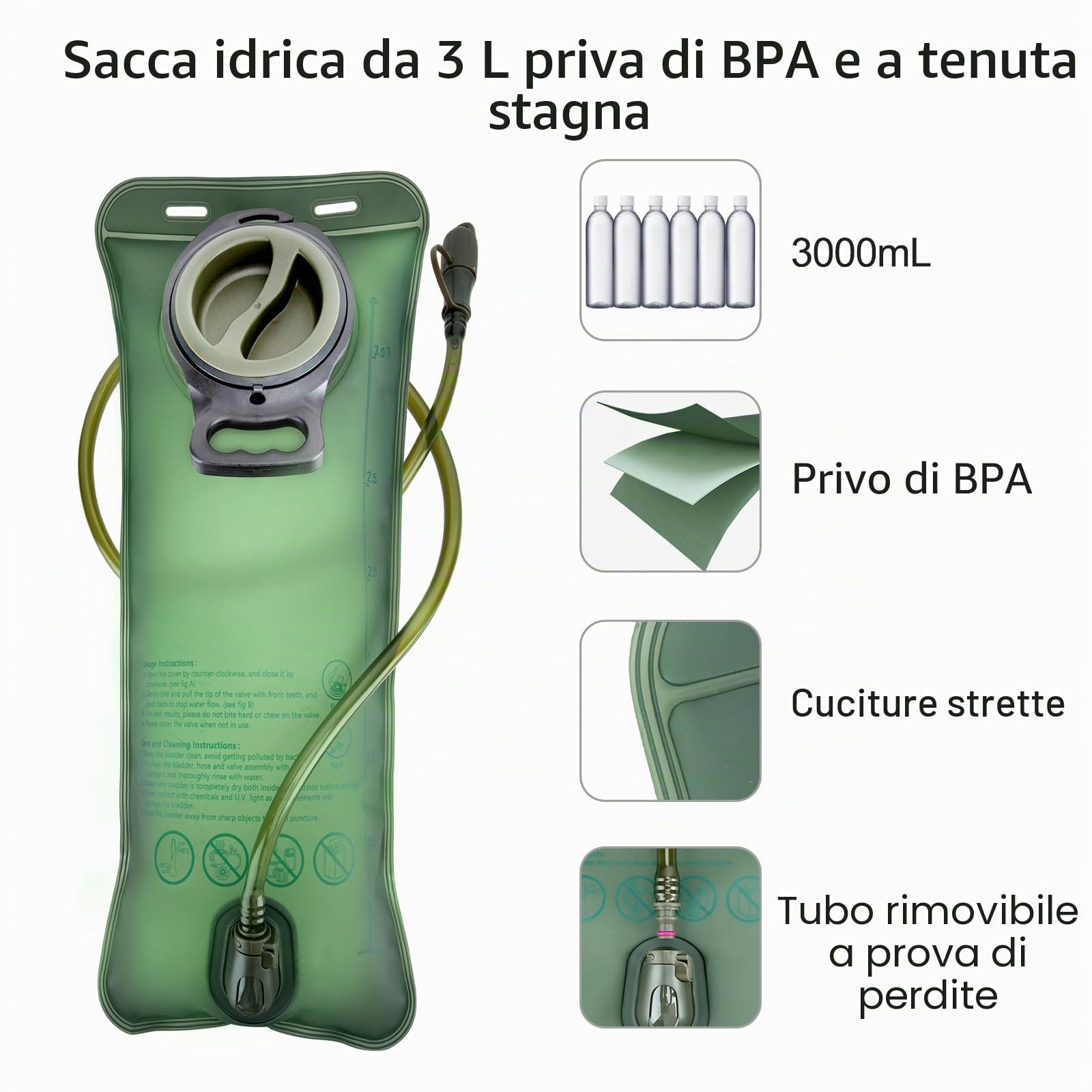 Jueachy Zaino Idratazione con 3L TPU Vescica d'Acqua: Tattico Zaino Moto Sci Bici Trail Running MOLLE Militare Borsa Sportivo Uomo Donna Accessori Sport per Ciclismo Maratona Corsa Trekking