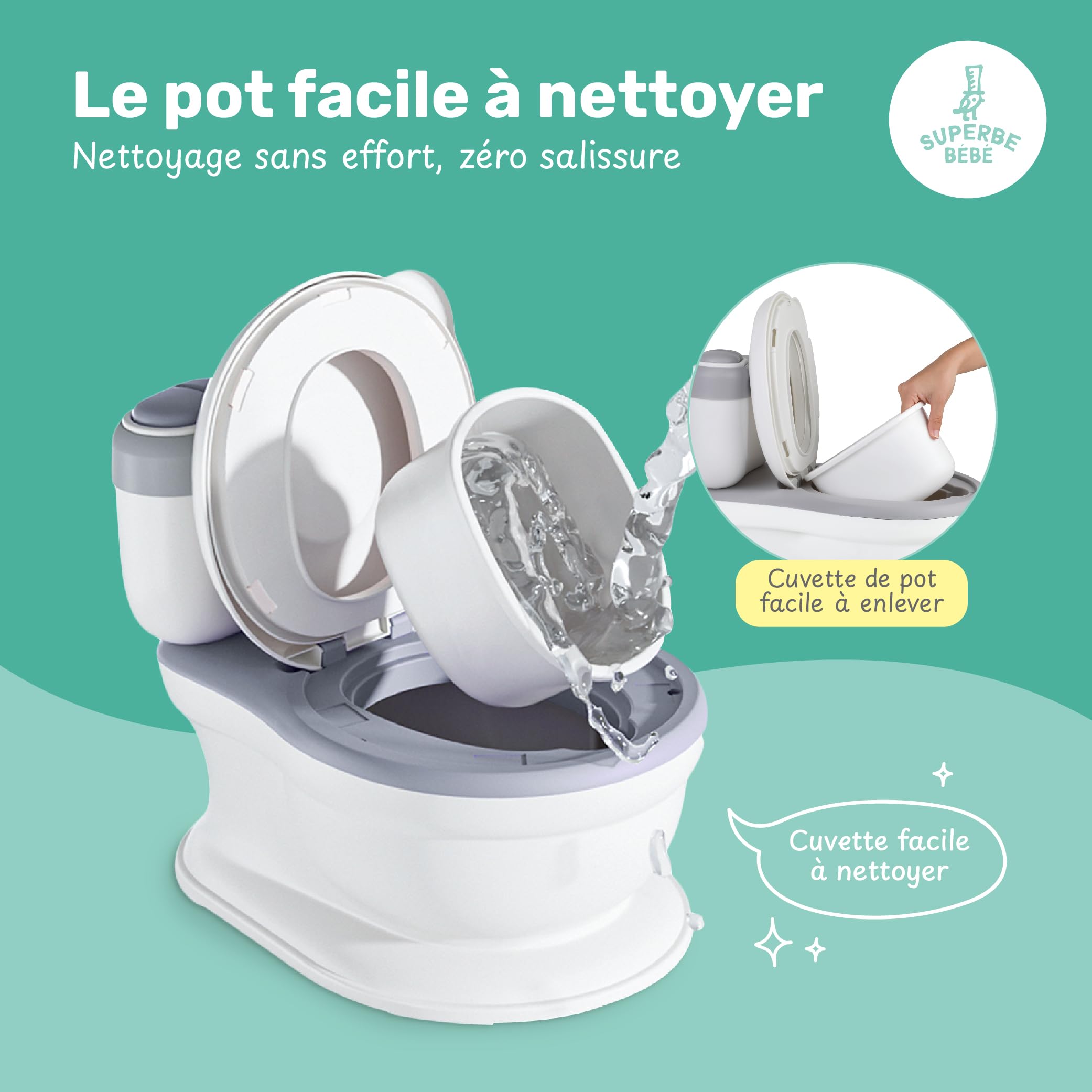 Pot Bébé Toilette Musical Pour Apprentissage De La Propreté - Toilette Bebe & Enfant - Confortable Anti Dérapant Avec Bruit De Chasse & Musique - Pot Amovible - Rehausseur Toilette Reducteur Toilette