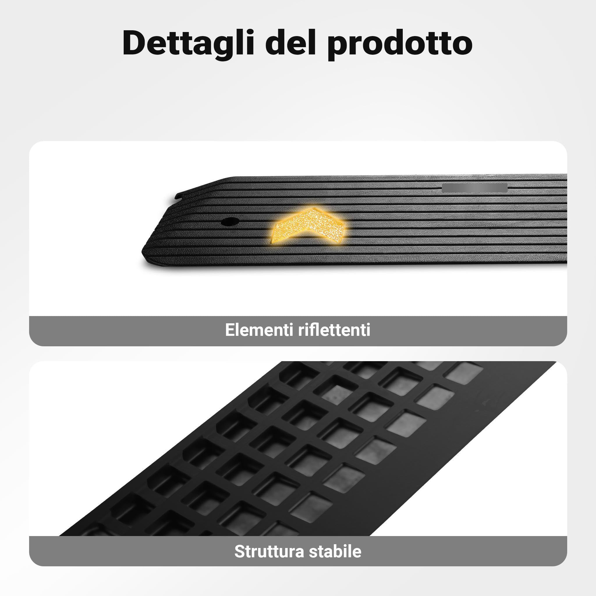 Wiltec Rampa in gomma per marciapiede e soglia 1100 x 406 x 50 mm max 50 t con elementi riflettenti