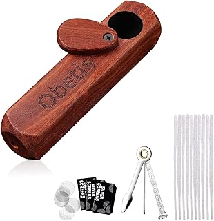 Rosewood Tobacco Pipe Gift Set - Handcrafted Wooden Pipe with Lid, Compact & Portable for Travel Use - Wood Pipe with Accessories for Men, Beginners & Outdoor Use