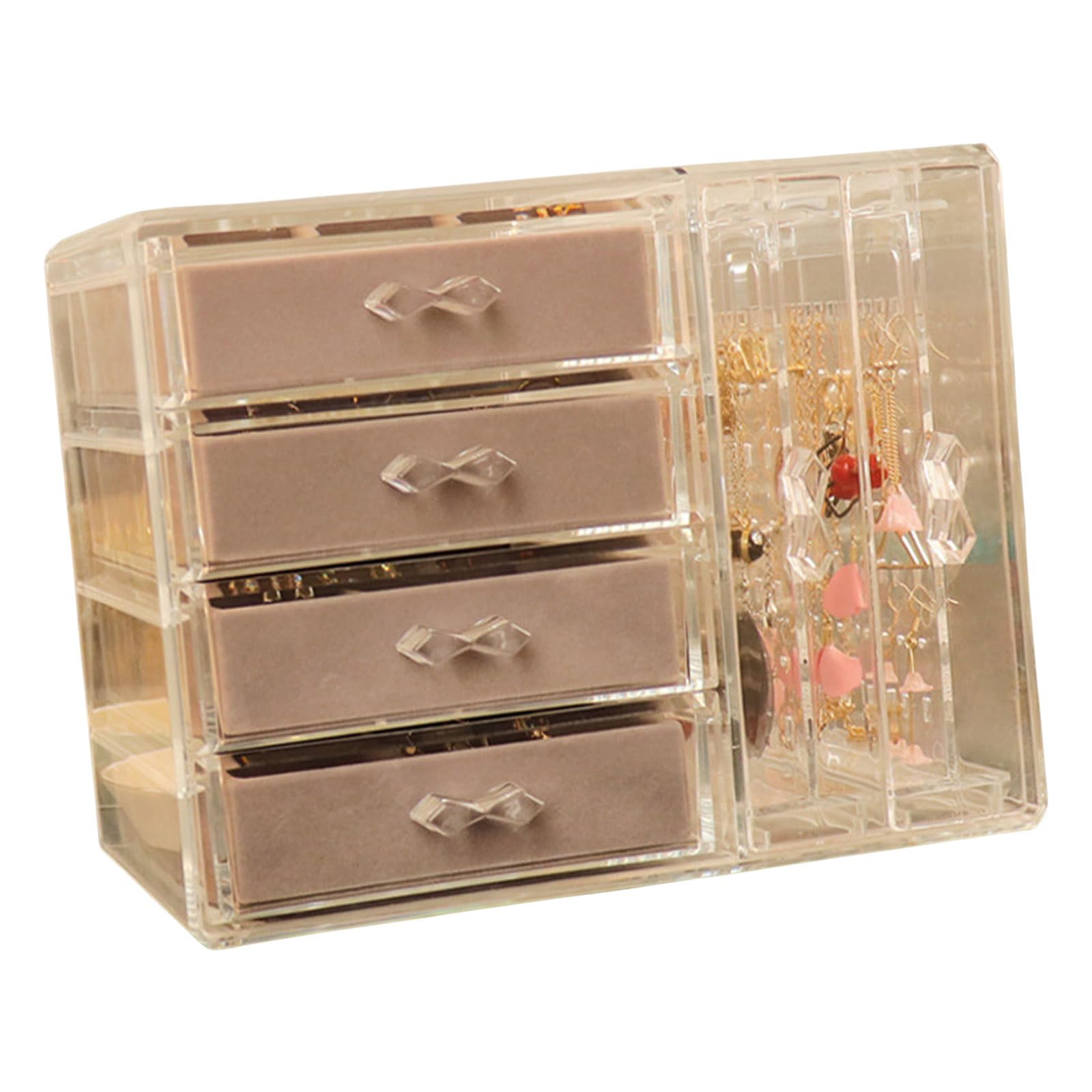 Mekalero A Portable Clear Jewelry Organizers With 5 Drawers Nd 20 Clear Bags Ccessory For Earrings Rings Nd Small Ccessories Jewelry Organizers