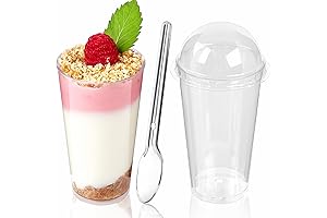 TOFLEN 50 Pack 3oz Mini Dessert Shooter Cups with Lids and Spoons,...