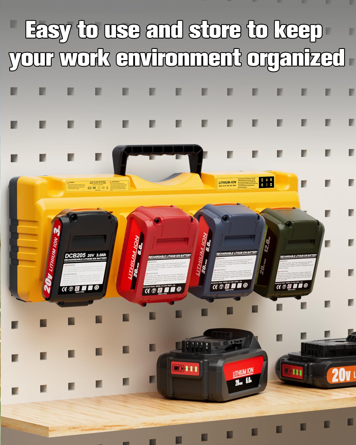 DCB104 - Repuesto para estación de carga de batería Dewalt, cargador de batería múltiple de 4 puertos con 2 puertos USB, compatible con todas las baterías de litio Dewalt de 12 V 20 V Max