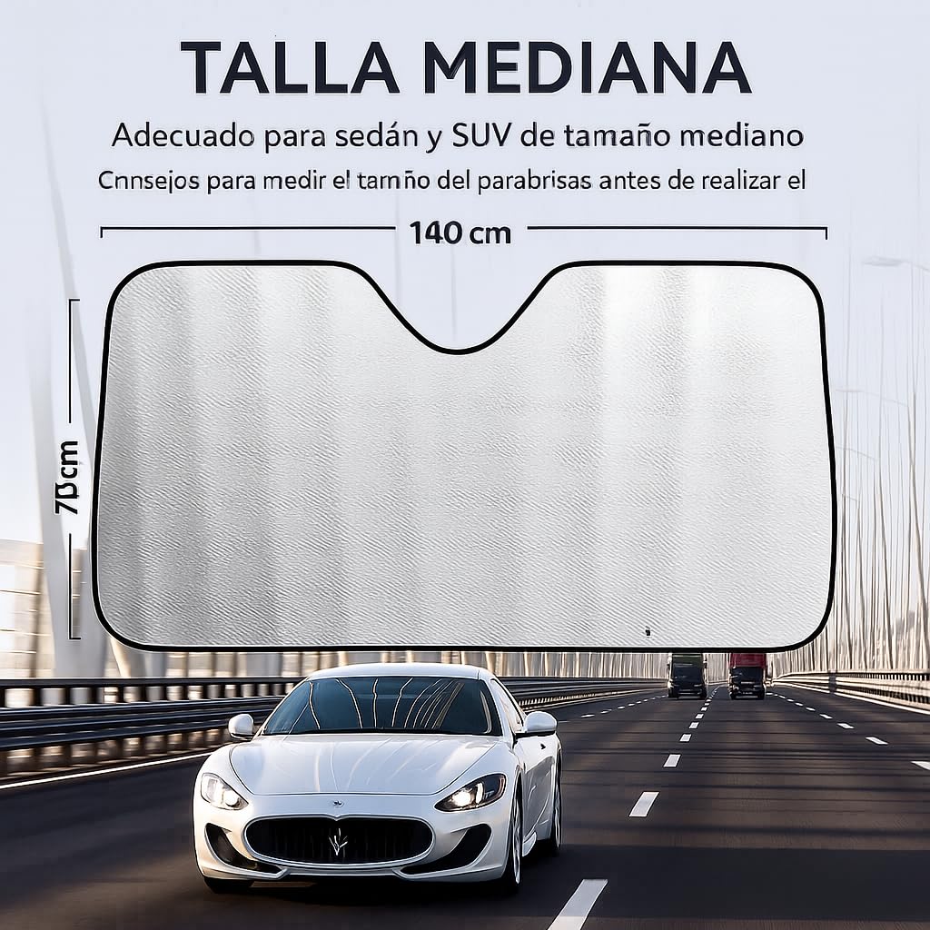 AUTOZOCO Parasol para Parabrisas Delantero Plegable, Protector Solar Universal 140 x 70 cm
