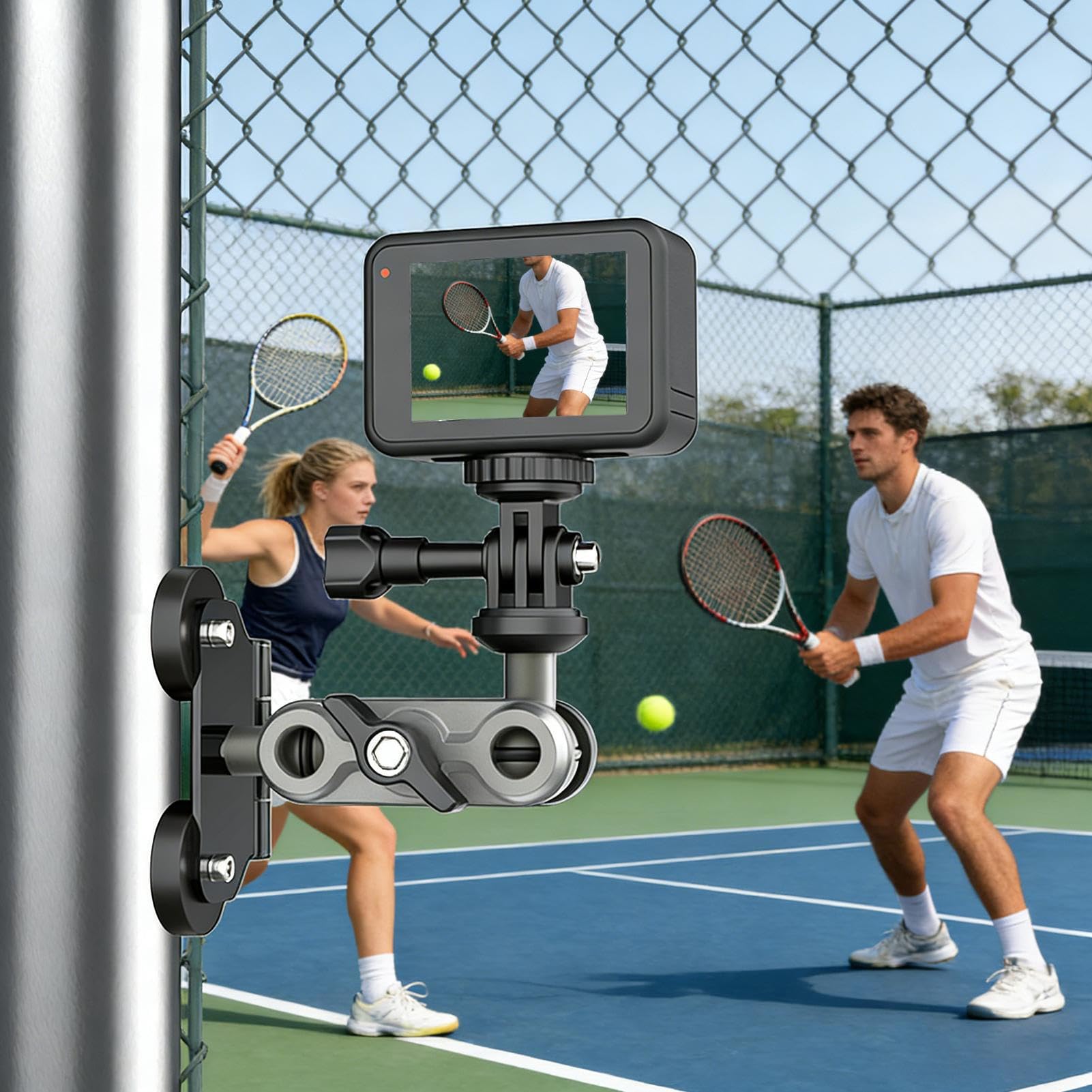 Soporte para teléfono | Cunas magnéticas portátiles para teléfonos inteligentes | Soporte para postes de valla de cámaras de acción, para grabar béisbol, tenis, sódminton, bádminton, fútbol