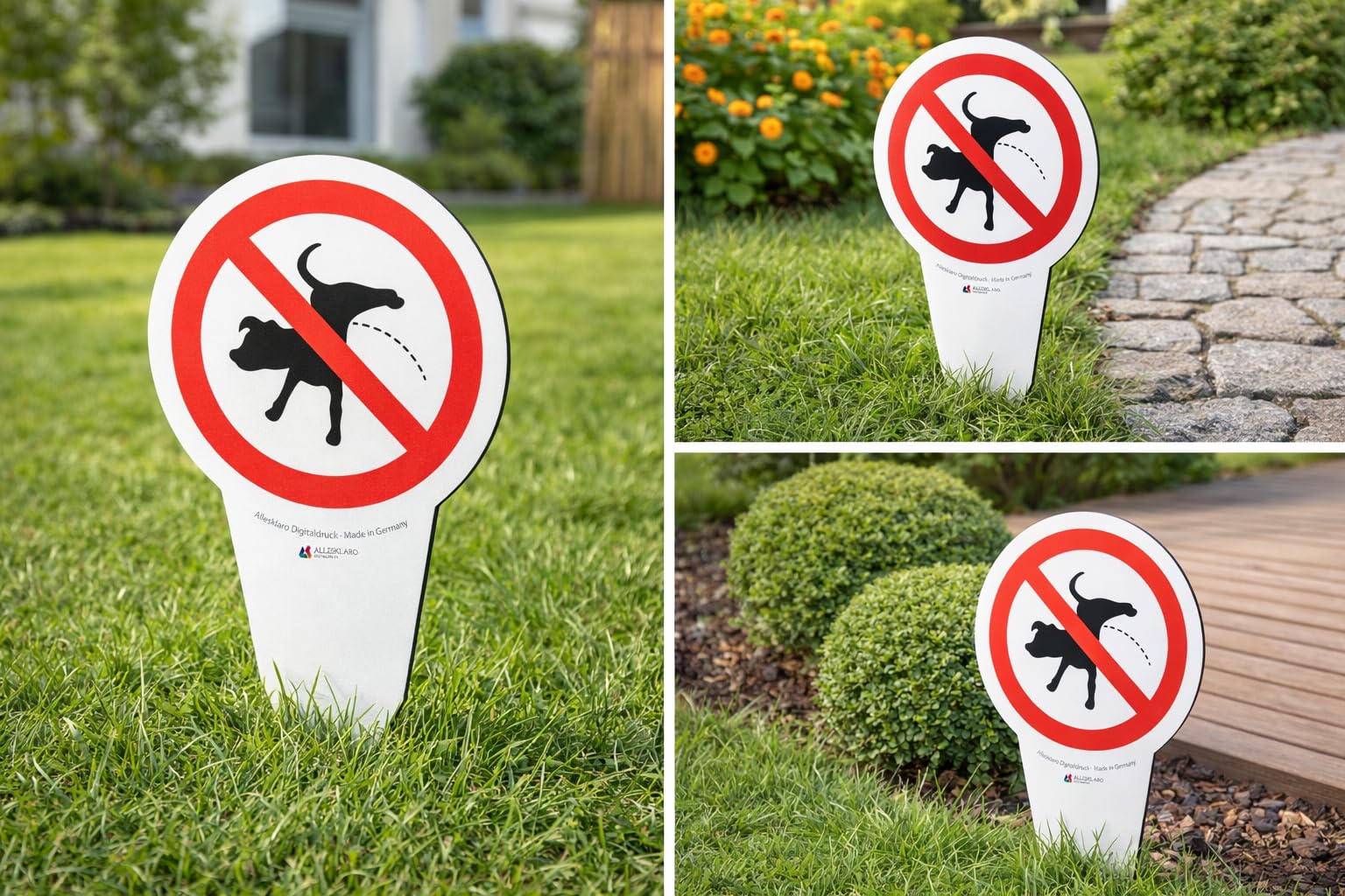 AllesKlaro - Targhetta per cani Hier kein Hundpin - XXL 280 x 160 mm - Resistente alle intemperie e antiruggine - Robusto pannello composito in alluminio da 4 mm per giardino, recinzione