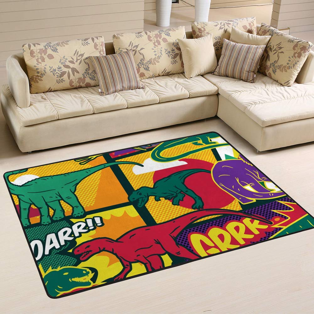 Tapis coloré Pop Art Ruchen grand format en velours de corail style bande dessinée pour salon